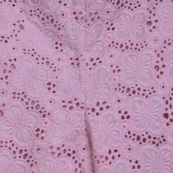 Vintage Lilly Pulitzer | Pink Cotton Daisy Embroidered Eyelet Pants Trousers 10 - Picture 5 of 15